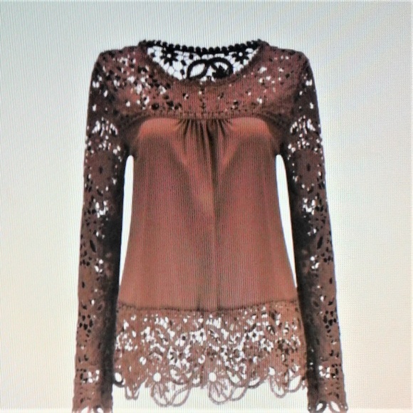 No Name Tops - Lace Crochet Chiffon Shirt